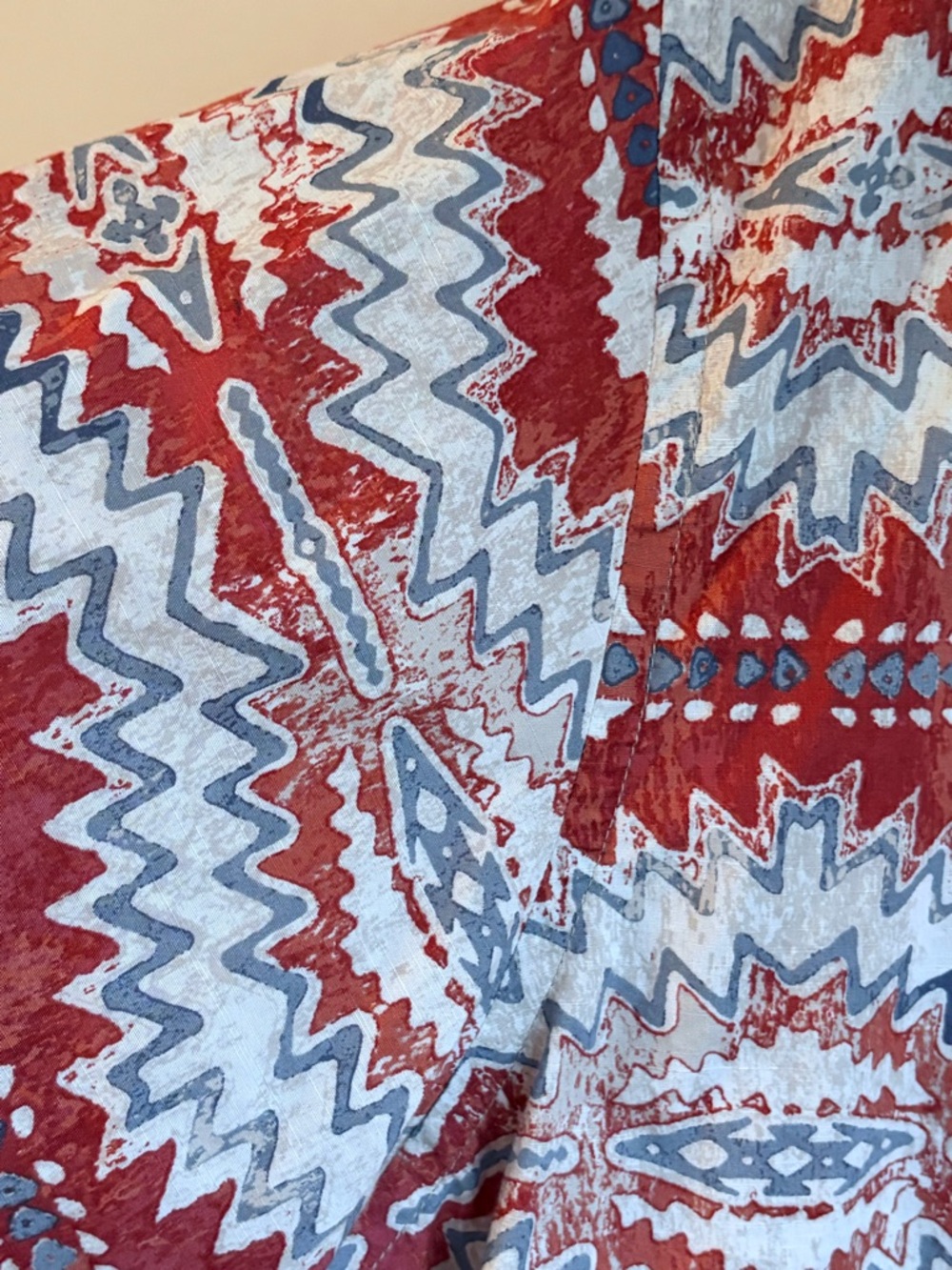 Pendleton Red and White Geometric Short-Sleeve Button-Up Shirt - Picture 4 of 5